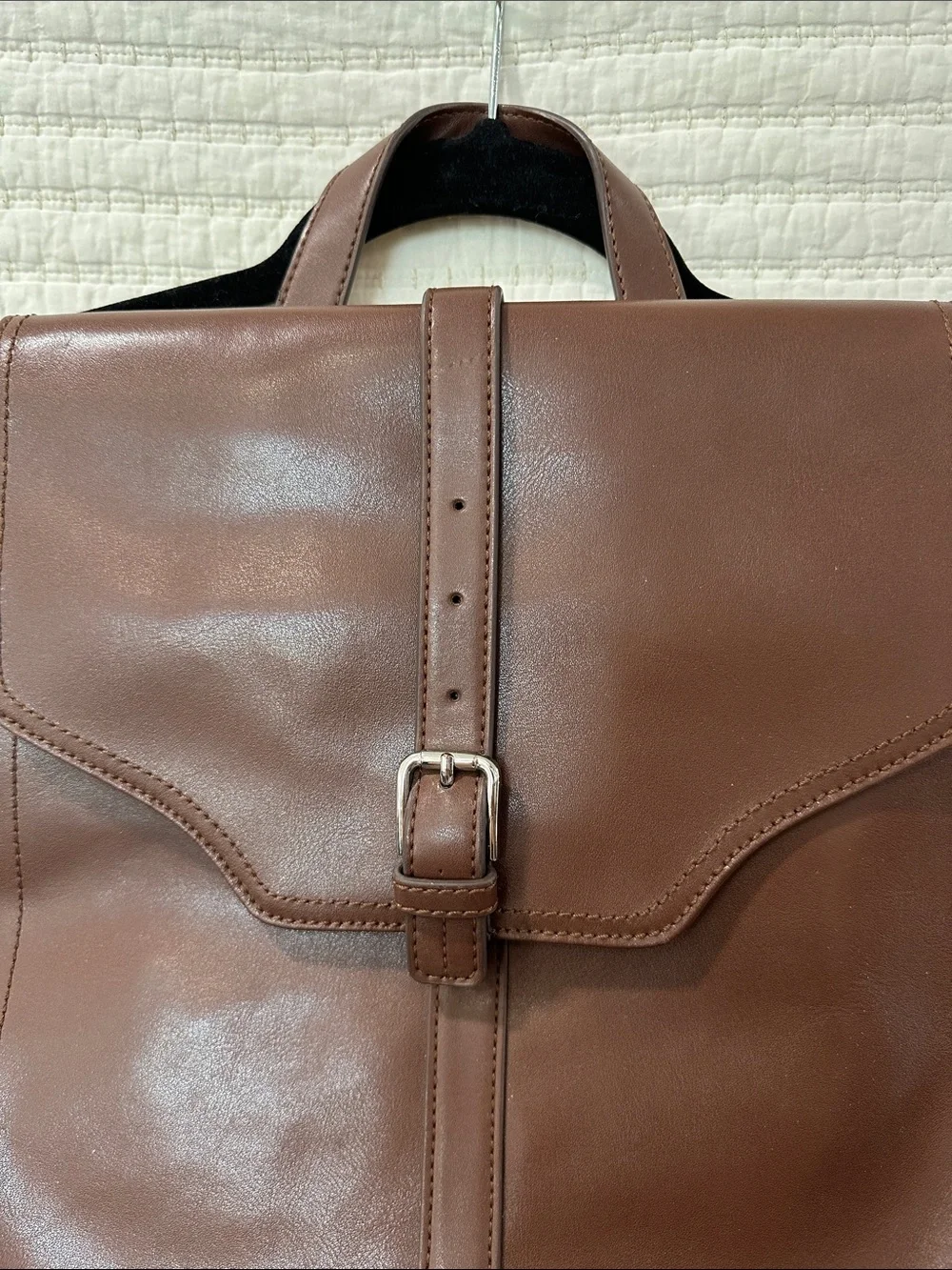 Clarks Brown Faux Leather Backpack with Magnet Buckle Front